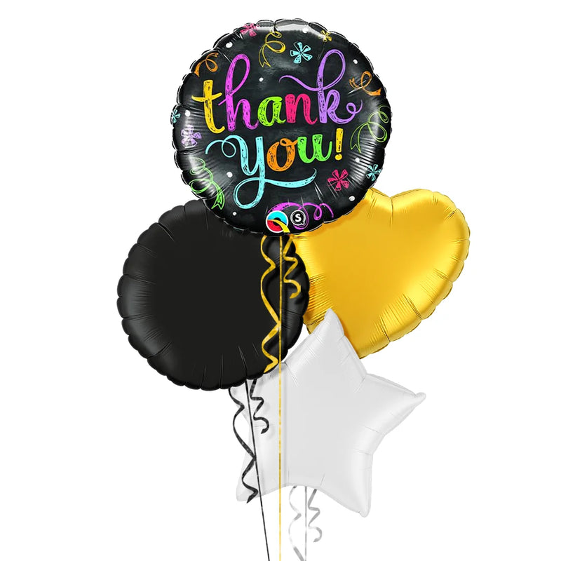Thank You Classy Gold and Black Balloon Bouquet