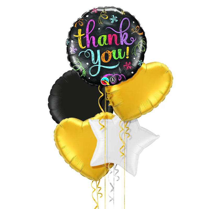 Thank You Classy Gold and Black Balloon Bouquet