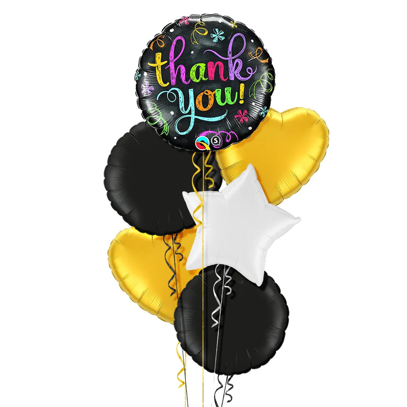 Thank You Classy Gold and Black Balloon Bouquet