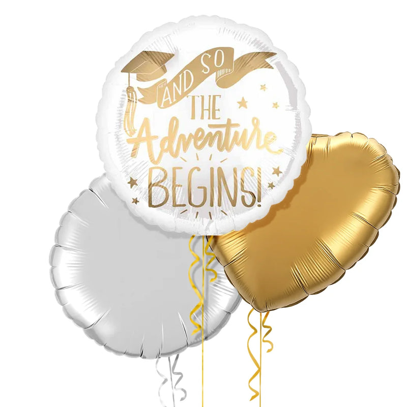 The Adventure Begins Graduation Foil Balloon Bouquet