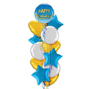 The Original Blue and Gold Happy Birthday Balloon Bouquet