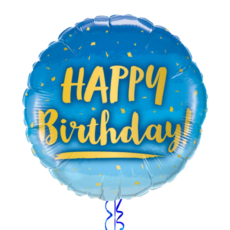 The Original Blue and Gold Happy Birthday Balloon Bouquet