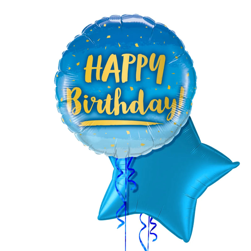 The Original Blue and Gold Happy Birthday Balloon Bouquet