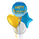 The Original Blue and Gold Happy Birthday Balloon Bouquet