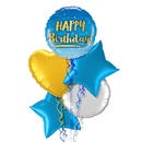 The Original Blue and Gold Happy Birthday Balloon Bouquet
