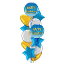 The Original Blue and Gold Happy Birthday Balloon Bouquet