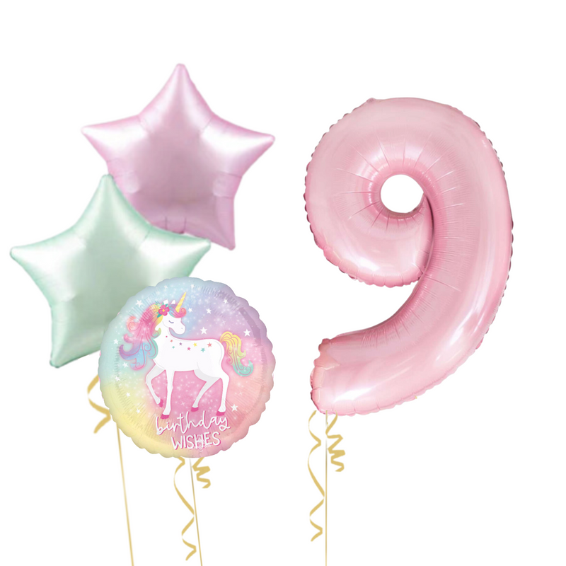 Unicorn Birthday Balloons Set (one number)