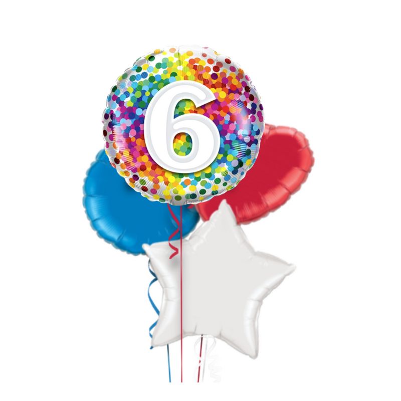 Happy 6th Birthday Confetti Balloon Bouquet