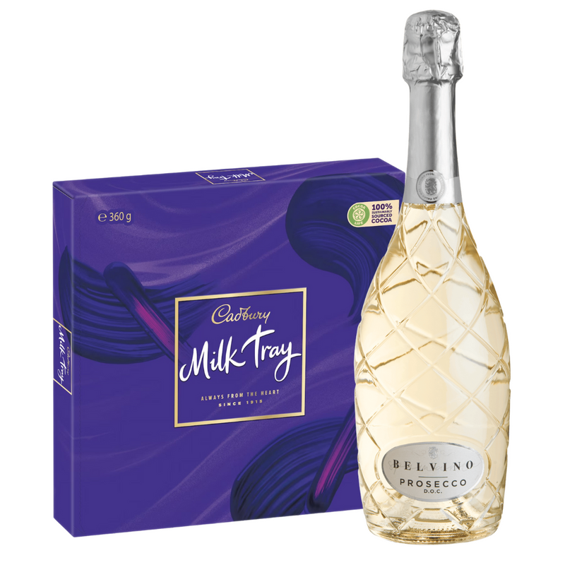 Belvino Prosecco and Cadbury Milk Tray Gift Set.