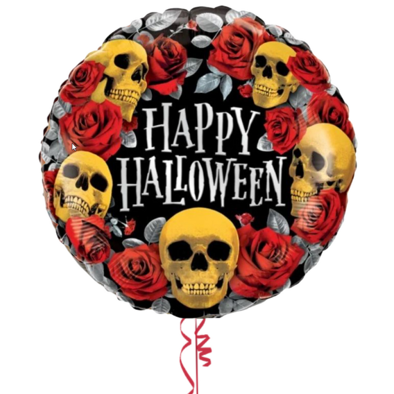 Scary Skulls with Roses Halloween Balloon Bouquet