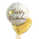 Happy Birthday Classy Gold and White Balloon Bouquet