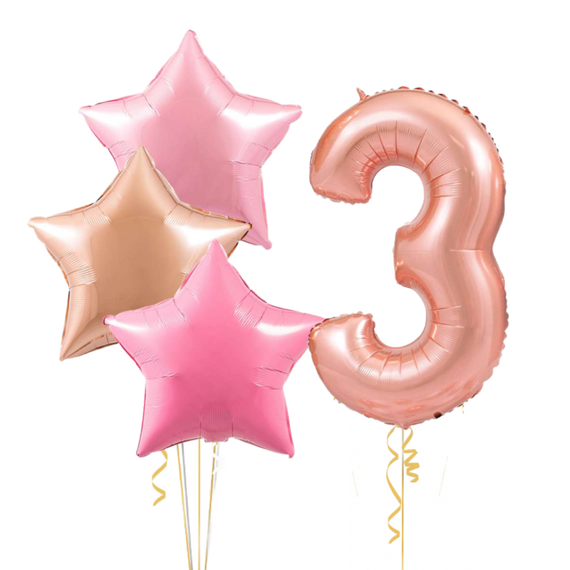 Rose Gold Birthday Set Foil Balloons (one number)