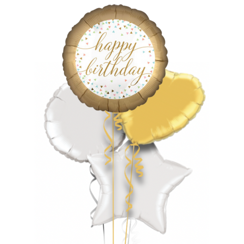 Golden Style Happy Birthday Balloon Bouquet