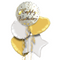 Happy Birthday Classy Gold and White Balloon Bouquet