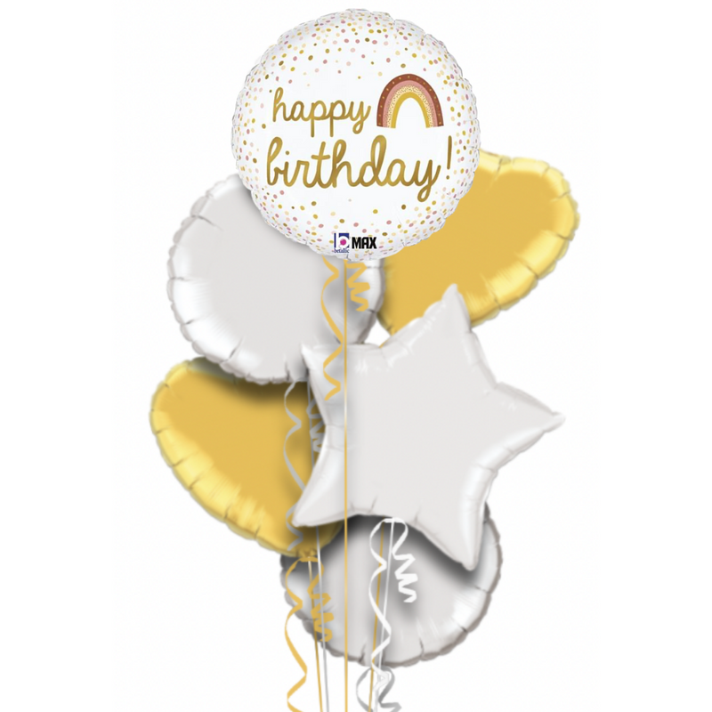 Golden Birthday Rainbow Balloon Bouquet