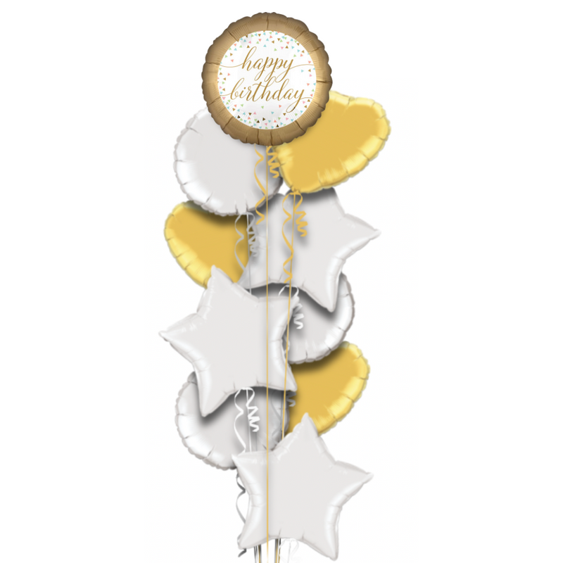 Golden Style Happy Birthday Balloon Bouquet