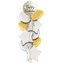 Happy Birthday Classy Gold and White Balloon Bouquet