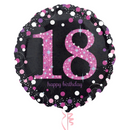 Happy 18th Birthday Pink and Black Holographic Balloon Bouquet