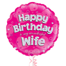 Happy Birthday Wife Pink Foil Balloon Bouquet