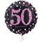 Happy 50th Birthday Pink and Gold Holographic Balloon Bouquet