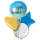 The Original Blue and Gold Happy Birthday Balloon Bouquet