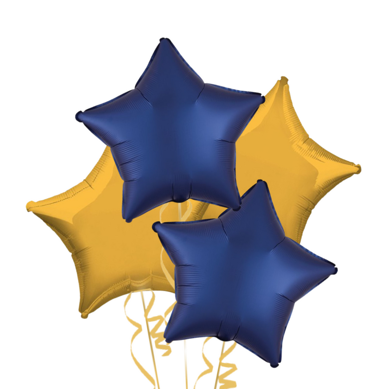 Royal Blue and Gold Stars Balloon Bouquet