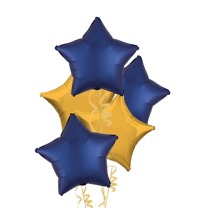 Royal Blue and Gold Stars Balloon Bouquet