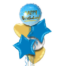 The Original Blue and Gold Happy Birthday Balloon Bouquet