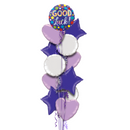 Good Luck Purple and Colourful Dots Foil Balloon Bouquet