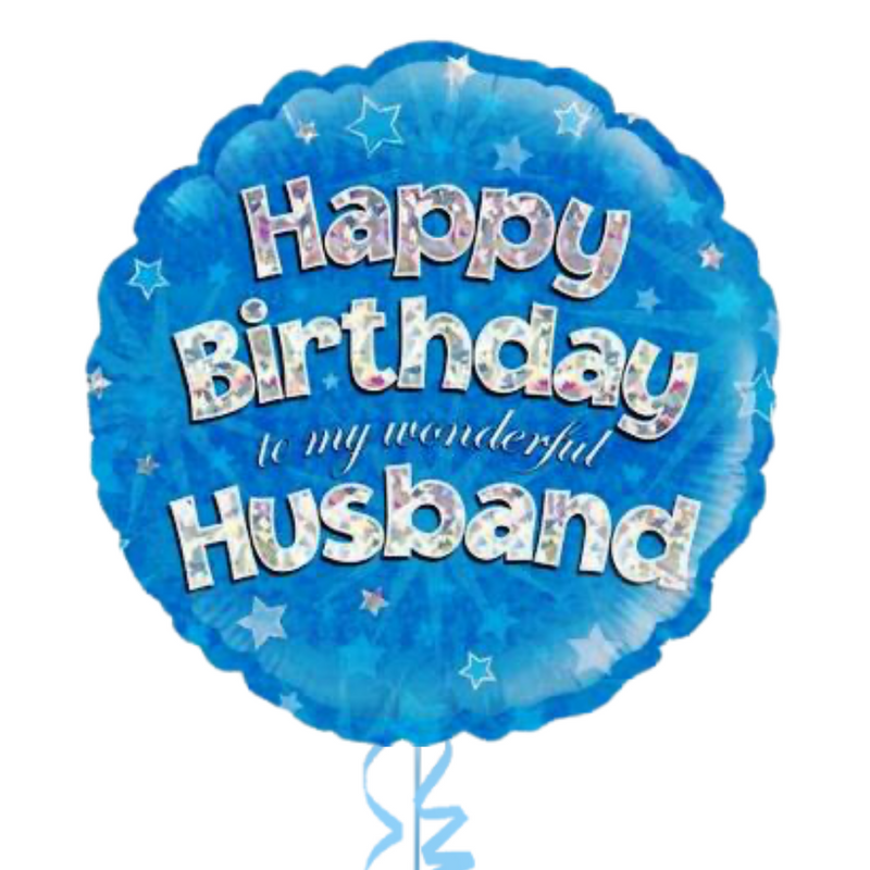 Happy Birthday Husband Blue Foil Balloon Bouquet