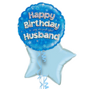 Happy Birthday Husband Blue Foil Balloon Bouquet