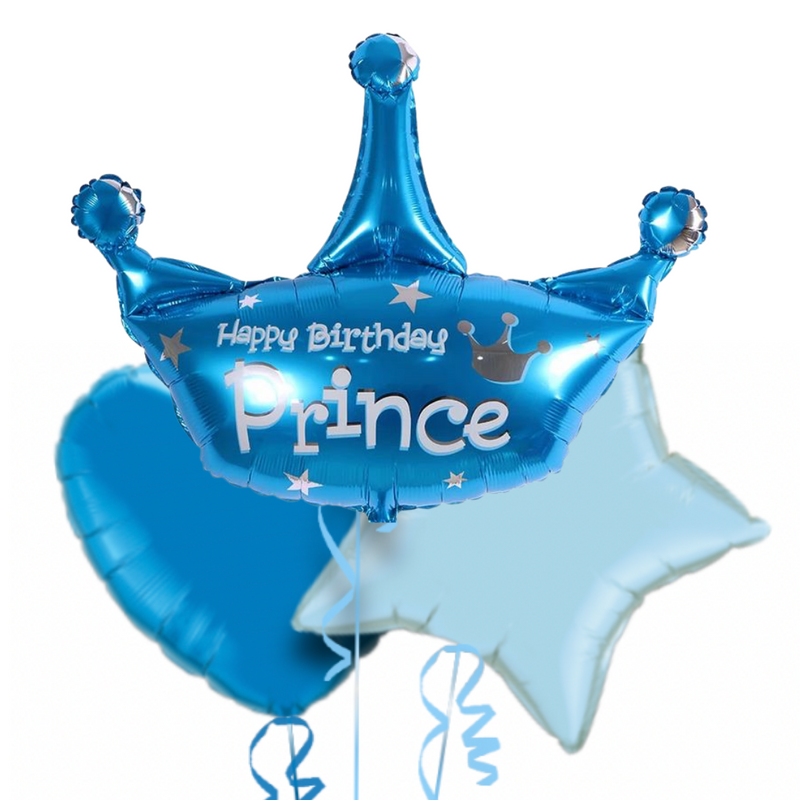 Happy Birthday Prince Foil Balloon Bouquet