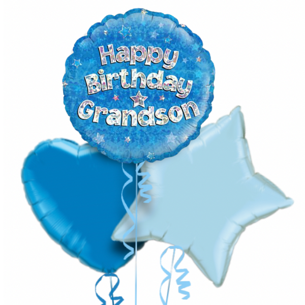 Happy Birthday Grandson Blue Foil Balloon Bouquet