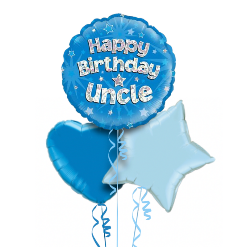 Happy Birthday Uncle Blue Foil Balloon Bouquet