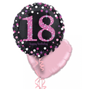 Happy 18th Birthday Pink and Black Holographic Balloon Bouquet