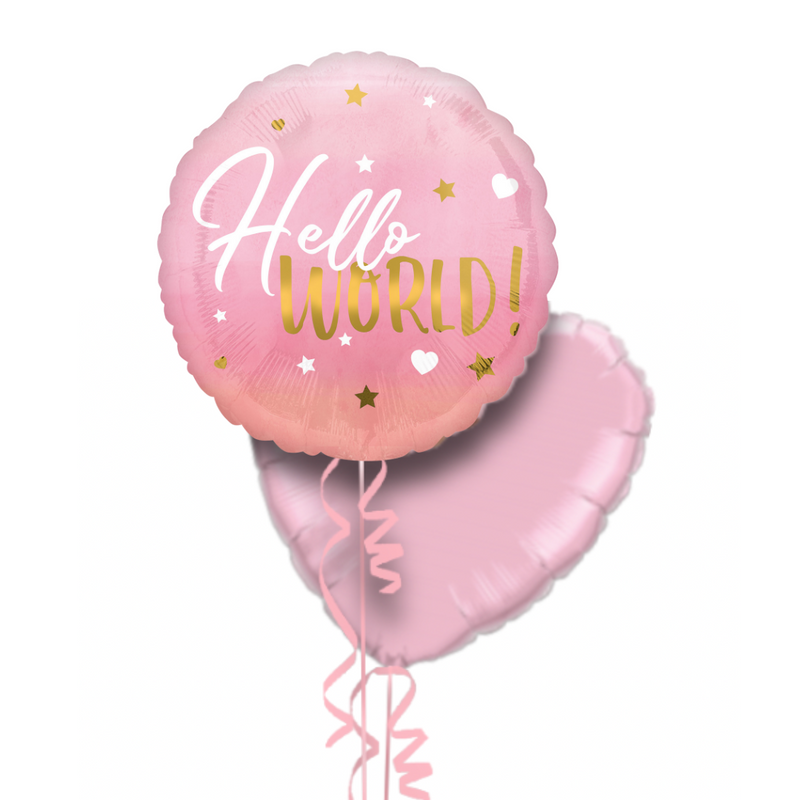 Hello World Pink Gradient Balloon Bouquet