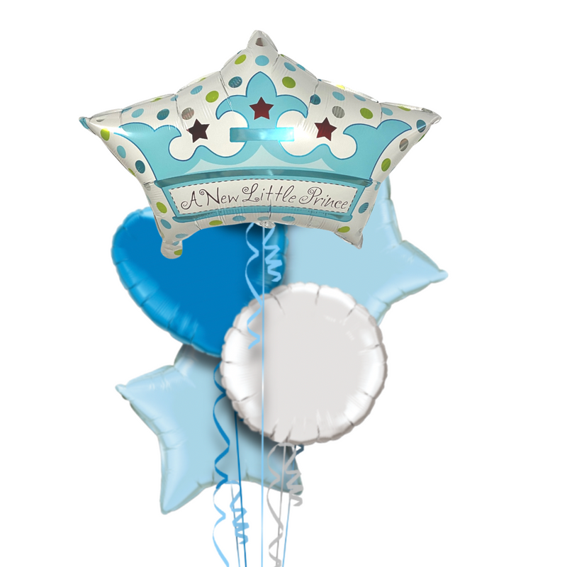 New Little Baby Prince in Blue Foil Balloon Bouquet