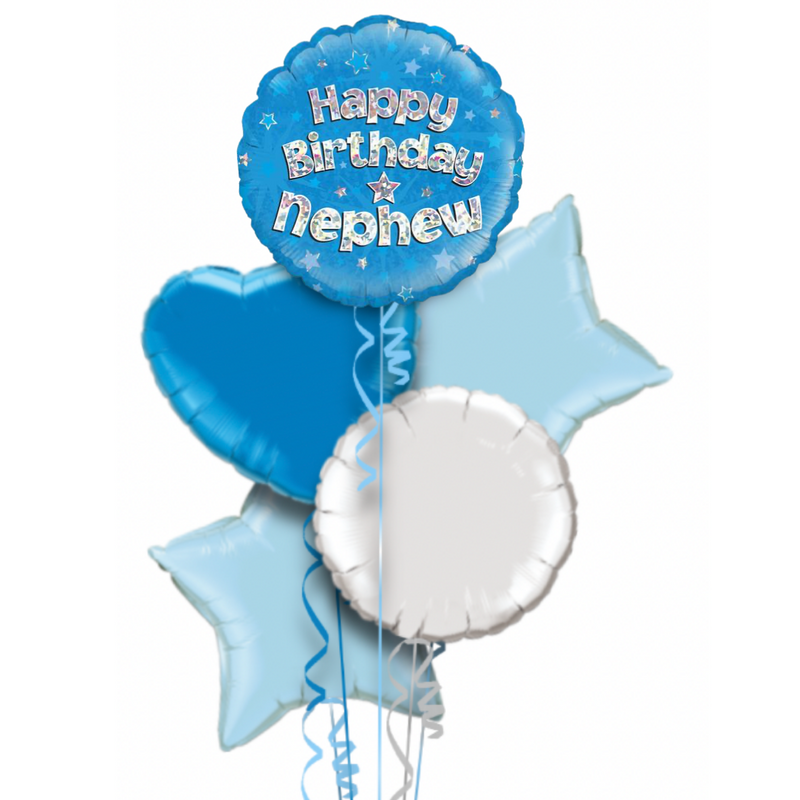 Happy Birthday Nephew Blue Foil Balloon Bouquet