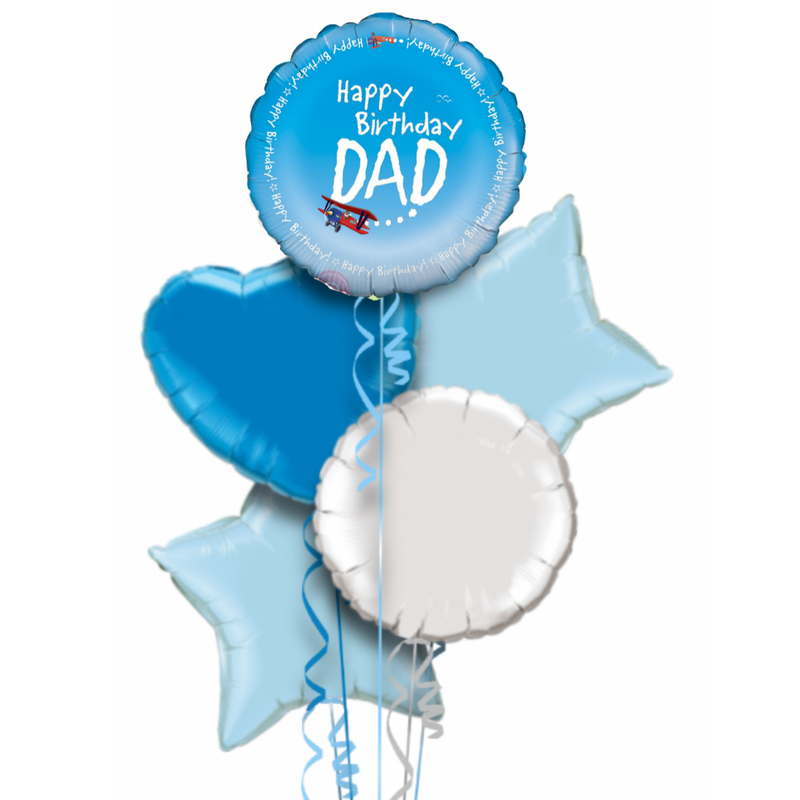 Happy Birthday Dad Aviation Theme Foil Balloon Bouquet