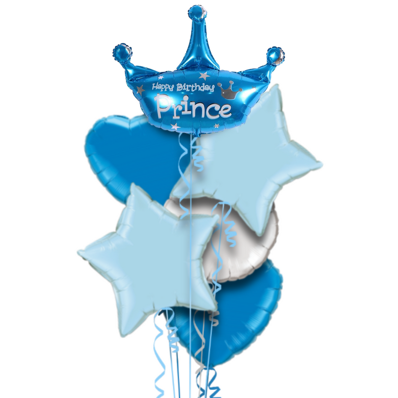 Happy Birthday Prince Foil Balloon Bouquet