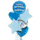 Happy Birthday Husband Blue Foil Balloon Bouquet