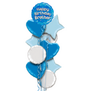 Happy Birthday Brother Blue Foil Balloon Bouquet