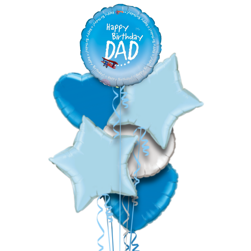 Happy Birthday Dad Aviation Theme Foil Balloon Bouquet