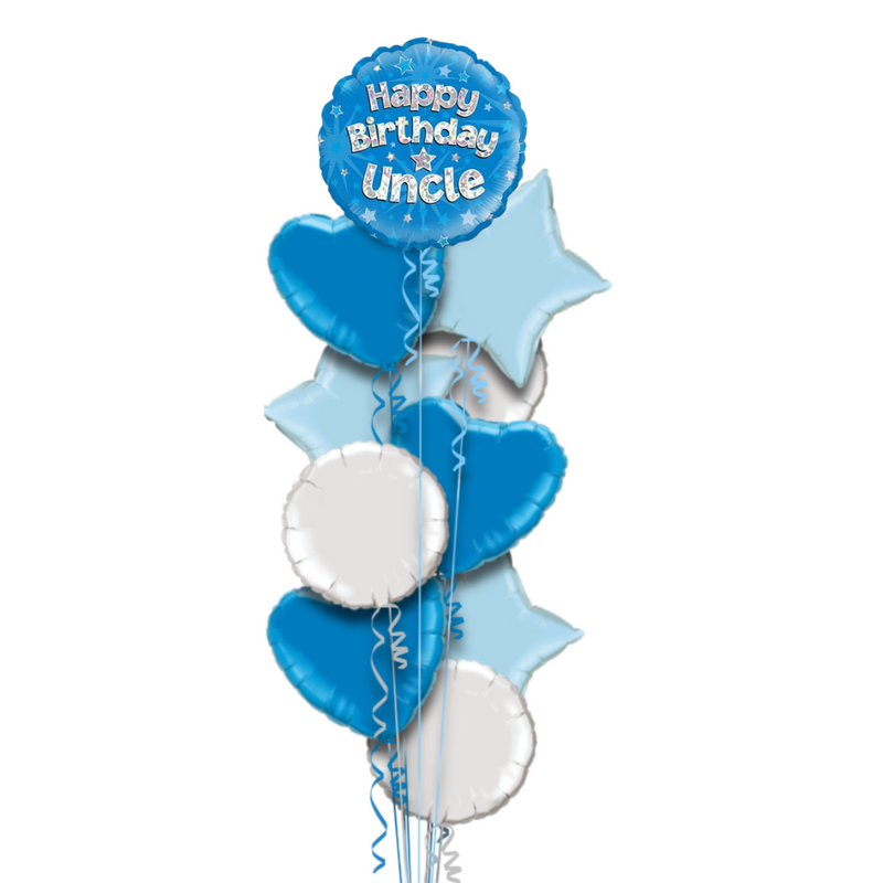 Happy Birthday Uncle Blue Foil Balloon Bouquet