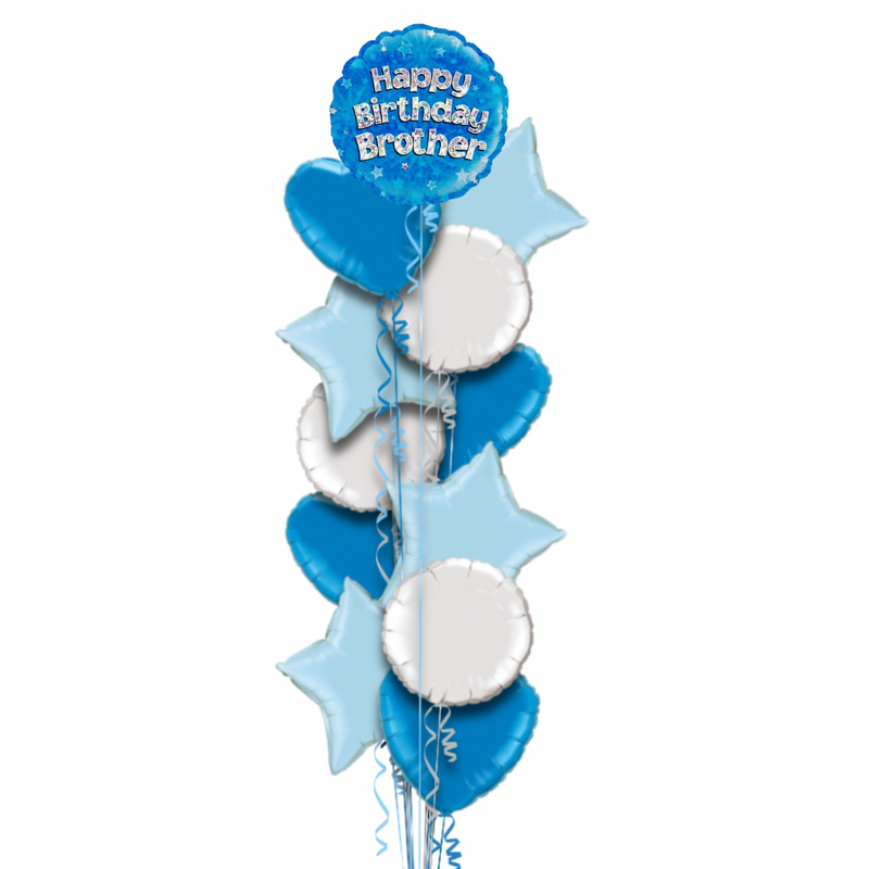 Happy Birthday Brother Blue Foil Balloon Bouquet