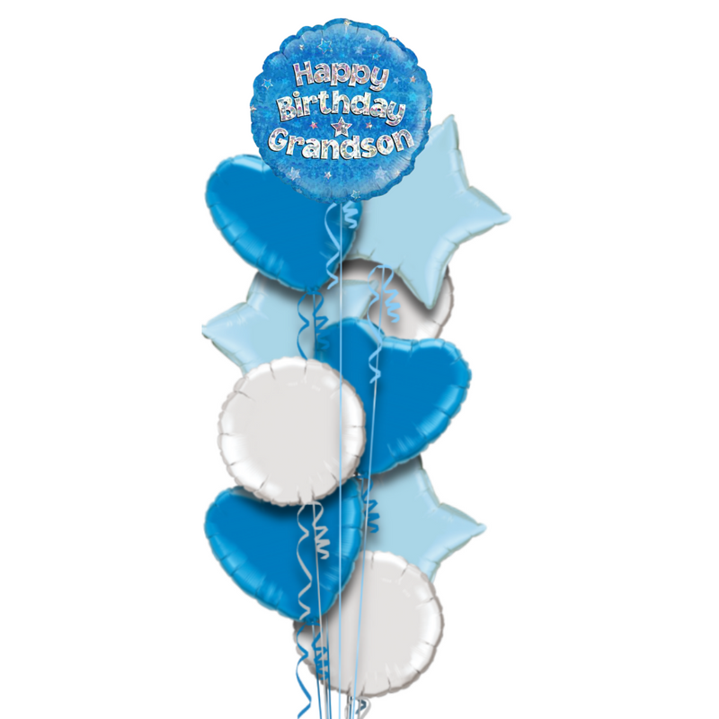 Happy Birthday Grandson Blue Foil Balloon Bouquet