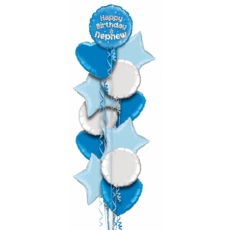 Happy Birthday Nephew Blue Foil Balloon Bouquet