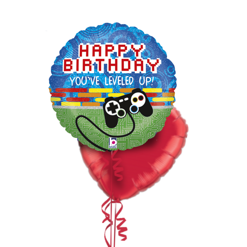 Level Up Gamer Happy Birthday Foil Balloon Bouquet