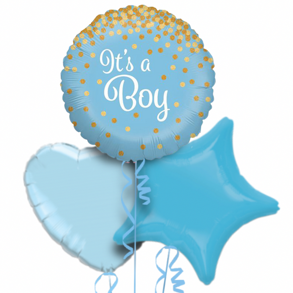 Gold and Blue Classy It's a Boy Balloon Bouquet