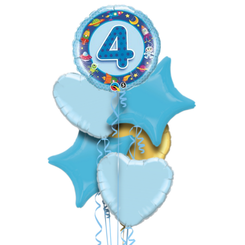 4th Birthday Blue Balloon Bouquet